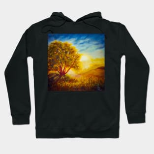 Long shadows of golden hour - pastel painting Hoodie